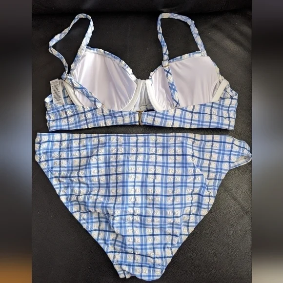 NWOT Tory Burch Blue and White Plaid Bikini X-Small - Picture 4 of 7